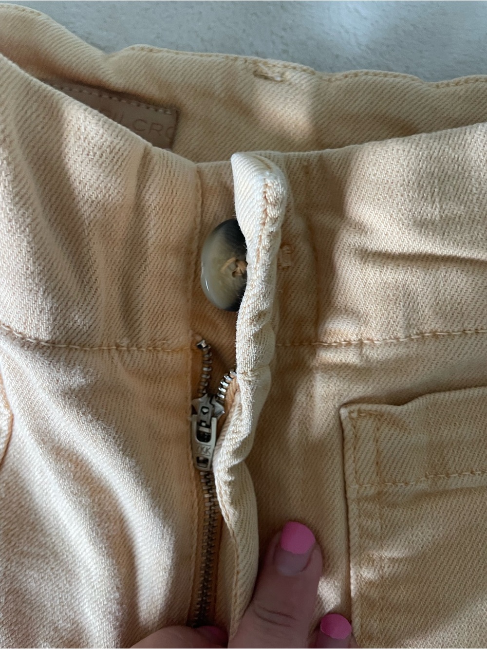 Anthropologie Pilcro Wide-Leg Cotton Tan Peach Crop Denim Pants - Picture 4 of 11